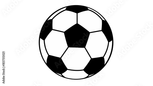 Classic Black And White Soccer Ball With Hexagonal And Pentagonal Panels Isolated On A Black Background Simple Graphic Illustration