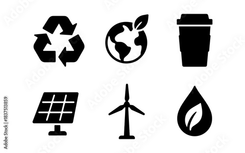Eco-friendly icons representing sustainability and environmental protection