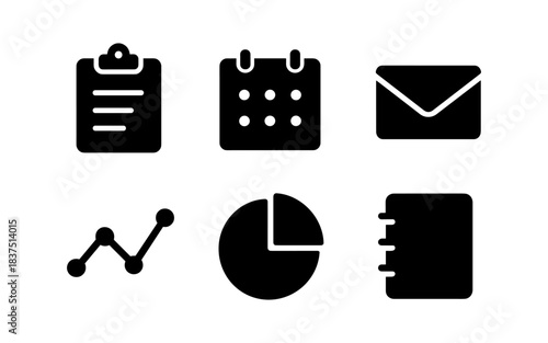 Set of business and office icons in a simple, modern, flat style