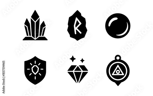 Mystical Symbols and Icons in Bold Black and White Style