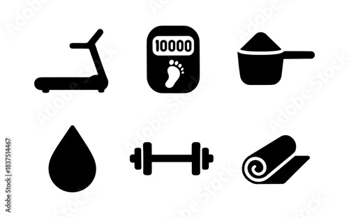 Fitness and wellness icons in a simple, clean, and modern style