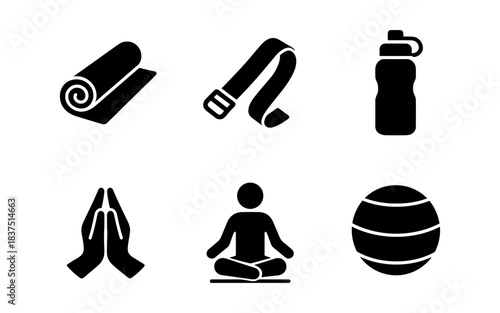Yoga and Wellness Icons: A Collection of Fitness and Meditation Symbols