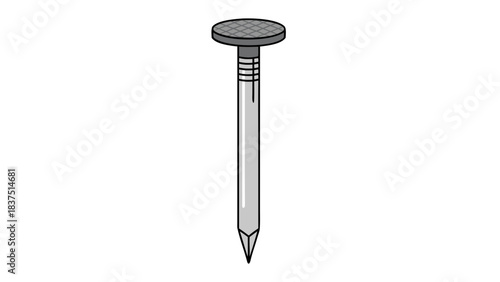 Close Up Metal Nail With Flat Head And Pointed Tip On Black Background Isolated Object
