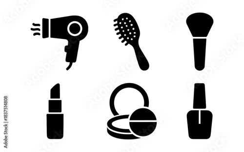 Beauty and makeup icons in a simple, elegant, and minimalist style
