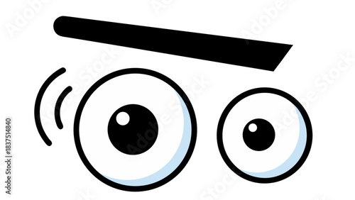 Close Up Of Two Large Cartoon Eyes Staring Forward Against A Black Background With A Subtle Blue Glow Around Them Representing Curiosity Or Surprise