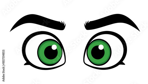 Close Up Of Wide Green Eyes Looking Upward Against A Black Background