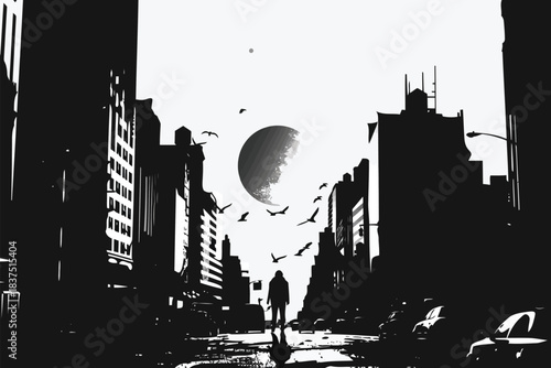 High contrast black and white street photographyvec isolated