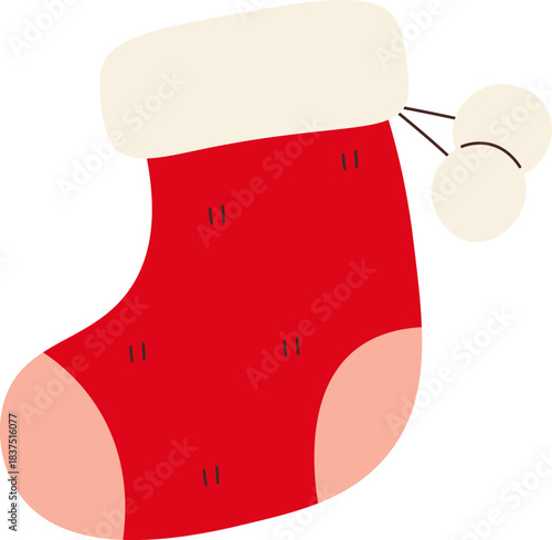 Christmas Stocking Hanging With Pom Pom