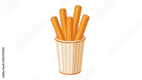 Crispy Golden Fried Potato Sticks Served in a White Paper Cup Against a Black Background Pixel Art Style