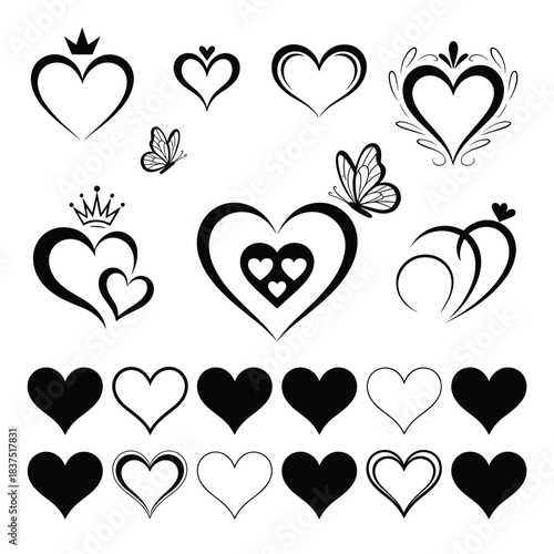 Black and White Heart and Infinity Symbol Collection