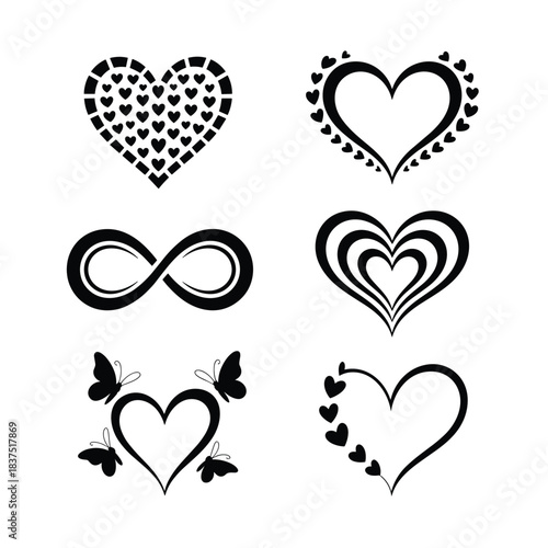 Black and White Heart and Infinity Symbol Collection