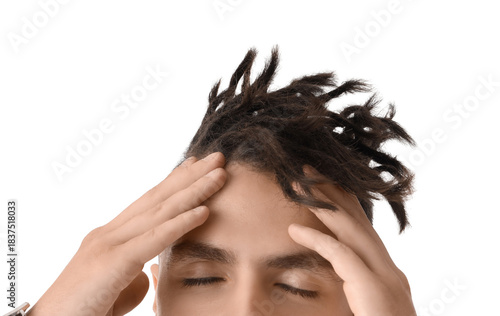 Young man with dreadlocks o...