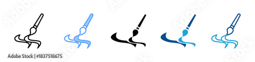 Paintbrush icon set multiple style collection