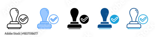 Stamp icon set multiple style collection