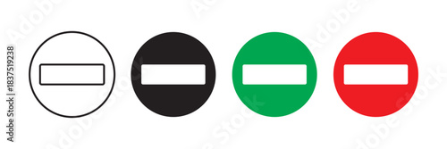 Access prohibition and permission icons in red, green, and black for UI and digital signage.