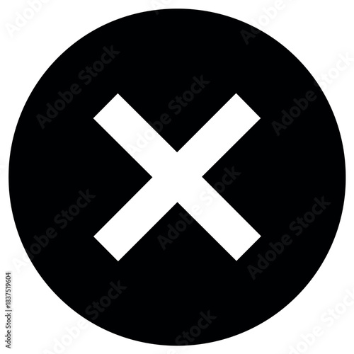 Black circle with white x mark vector graphic for cancel close delete remove or error symbol use in designs