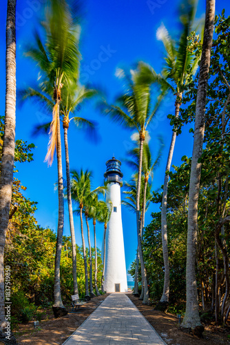 Historic Cape Florida lighthouse built in 1825. Photo taken in 2025 200 years later