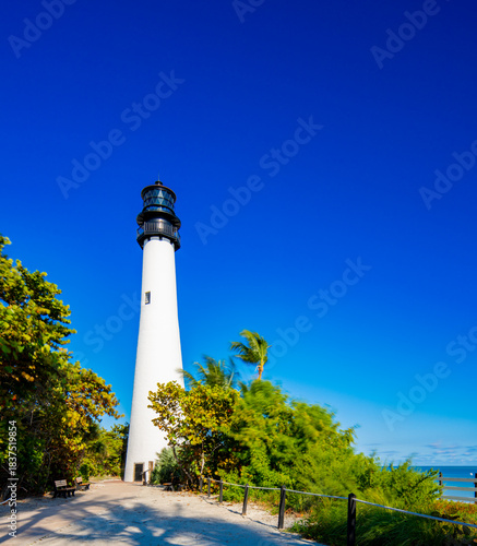 Historic Cape Florida lighthouse built in 1825. Photo taken in 2025 200 years later