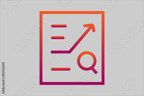 This graphic symbolizes detailed research, performance review, careful analysis, or investigating a successful trend. The entire graphic is rendered in a gradient color scheme.