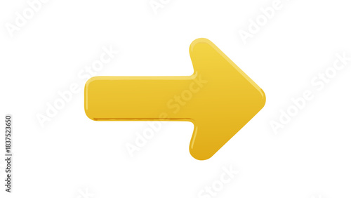 Glossy Golden Right Arrow Symbol Isolated on Black Background with Subtle Shadow and Highlight Accentuating its Shape and Shine