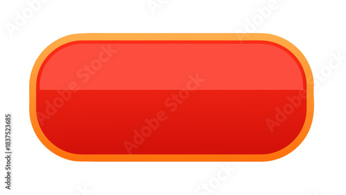 Glossy Red Oval Button With Orange Outline Isolated On Black Background Highlighting A Shiny Reflective Surface Ideal For User Interface Elements