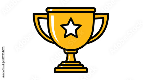 Golden trophy with star symbolizing achievement and success in a competitive environment