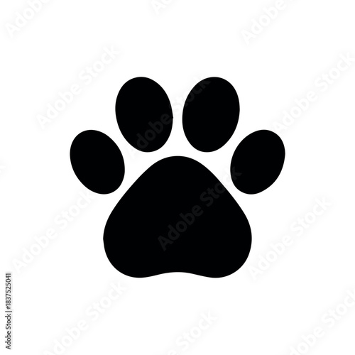 Black paw print vector illustration for pet lovers animal rescue and veterinary designs cute animal paw print