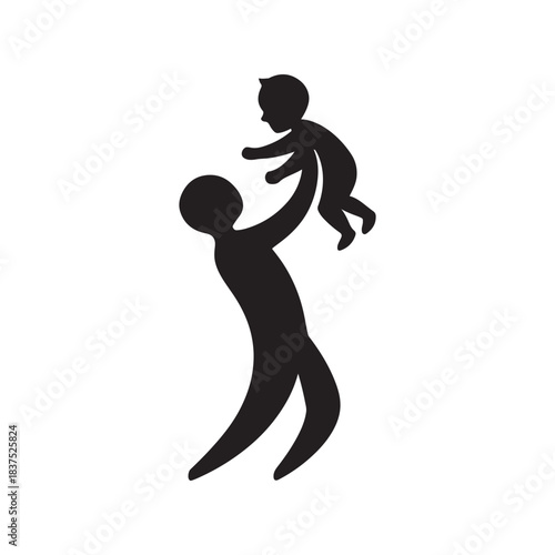 Father throwing baby in the air representing joyful family bonding and precious moments of parenthood and childhood silhouette