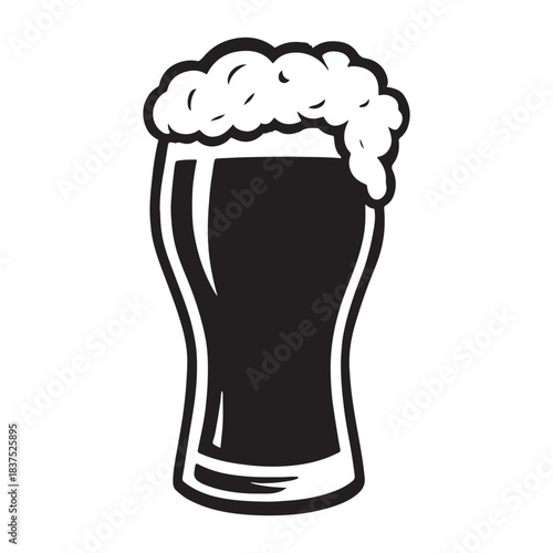 Refreshing stout beer in a glass vector icon illustration for brewery or pub advertising and promotional materials for product advertisement silhouette