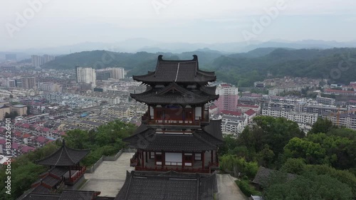 aerial view of chinese traditional architecture in shaoxing city, zhejiang province China High quality 4k footage