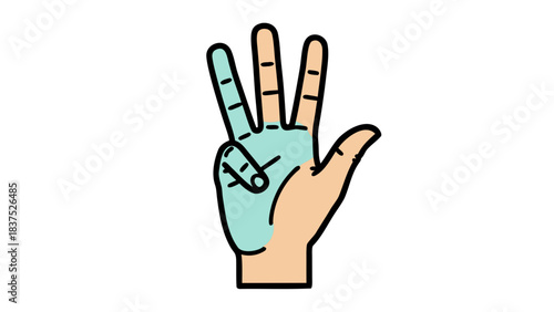 Illustration Of A Human Hand Showing Three Fingers With One Hand Highlighted In Blue Against A Black Background
