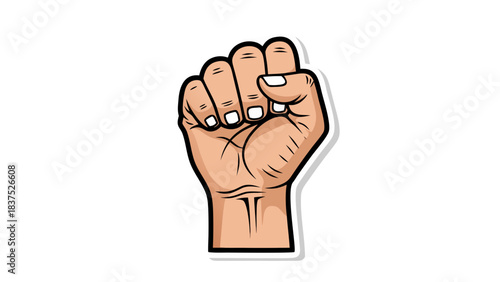 Illustration Of A Clenched Fist Raised Upwards Showing Strength Determination And Resistance On A Simple Black Background