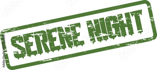 Serene Night Distressed Green Rubber Stamp Motif for Relaxing Evening Advertisements