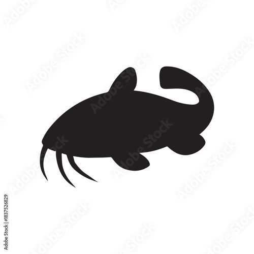 Silhouette of a catfish on a white background vector illustration great for fishing themes and designs showcasing aquatic life