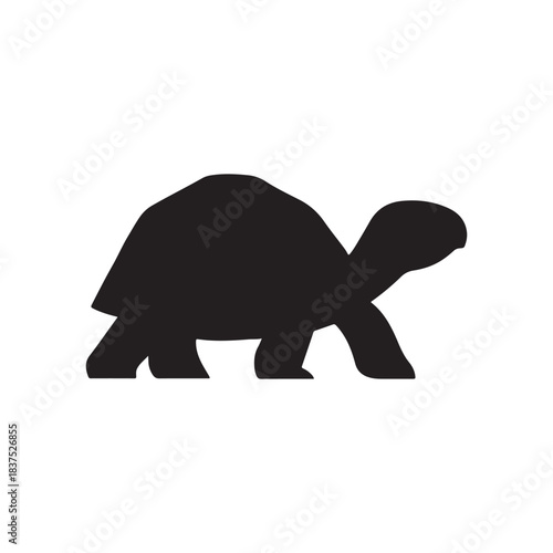 Simple Black Silhouette of Walking Tortoise on White Background A symbol of longevity and slow living a vector illustration