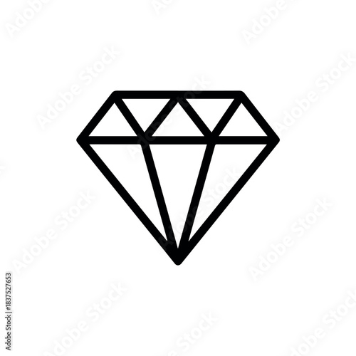 Diamond gemstone vector illustration outline drawing luxury jewelry precious stone brilliant cut icon design 100