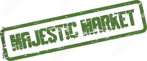 This aged green rubber stamp indicates a majestic and impressive market place
