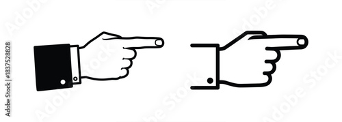 Directional pointer icon set two hands with extended fingers indicating right way and choice guidance in design