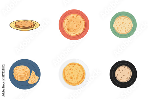 Arabic Bread Flatbread Traditional Roti Illustration Flat Vector Middle Eastern Meal