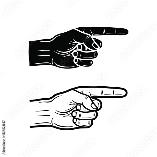 Vector illustration of a hand with index finger extended, indicating direction