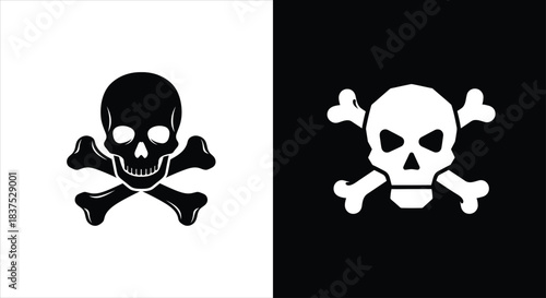 Universal skull and crossbones warning symbols for danger and peril representation