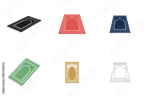 Islamic Prayer Rug Sajadah Mat Illustration Flat Vector Religious Cultural Decor