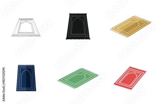 Islamic Prayer Rug Sajadah Mat Illustration Flat Vector Religious Home Decor