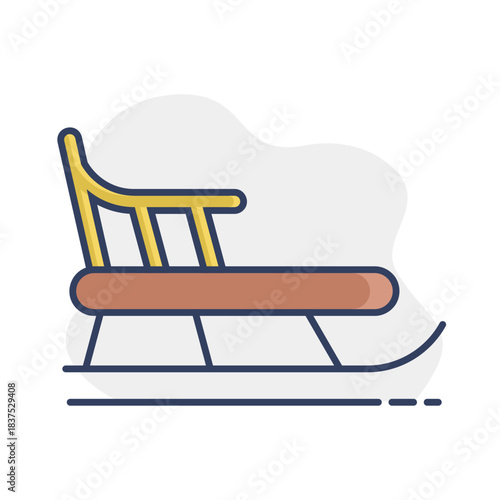 Winter sled vector icon. Winter sign