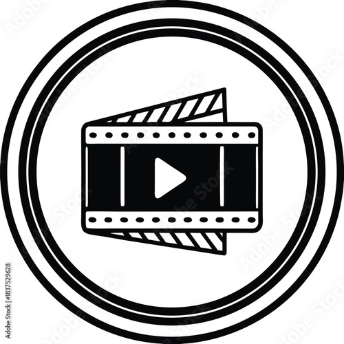 Vector illustration of movie camera and clapper board icons symbolizing film, video, and cinema production