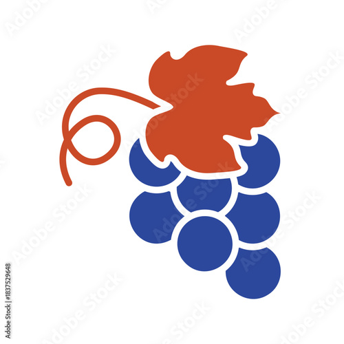 Grapes Fruit Bunch with Leaf Icon