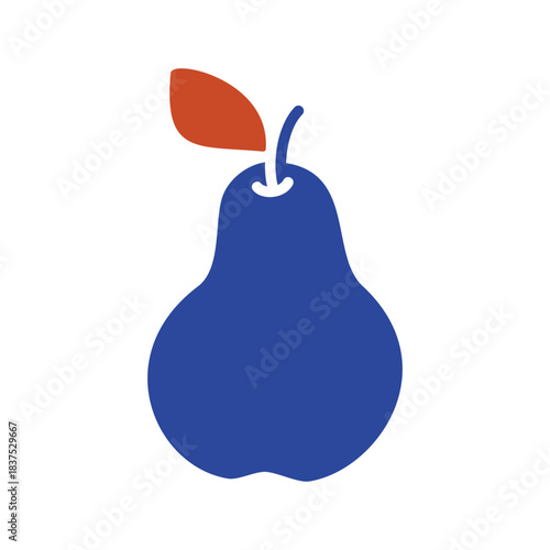 Minimalist Pear and Leaf Outline Icon