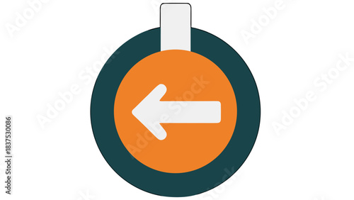 Minimalist Icon of a Left Arrow Inside a Circle with a White Handle on a Black Background representing direction or navigation on digital interfaces or signage