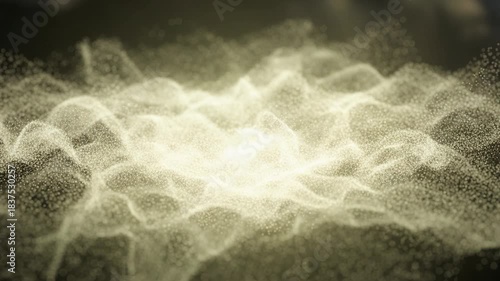 Flowing Abstract Golden Particles Shimmering on a Dark Background