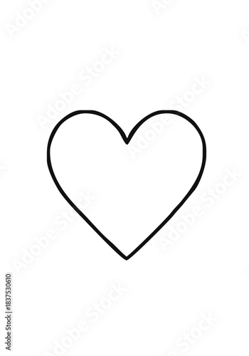 Simple Black Line Heart Icon Minimalist Love Emotion and Romance Symbol on White Background